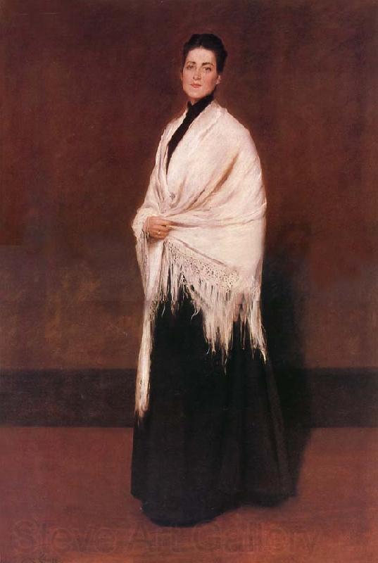 William Merritt Chase The lady wear white shawl Spain oil painting art